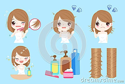 Woman with hair problem Vector Illustration