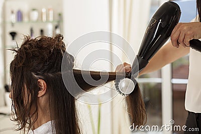 Woman in a hair salon Stock Photo