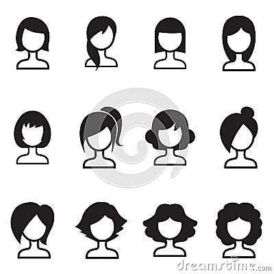 Woman hair style icons symbol iIllustration Cartoon Illustration