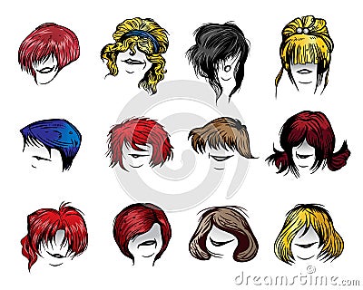 Woman haircut styles Vector Illustration