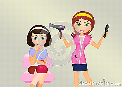 Woman hairdresser Cartoon Illustration