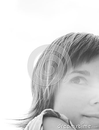woman half face smiling Stock Photo