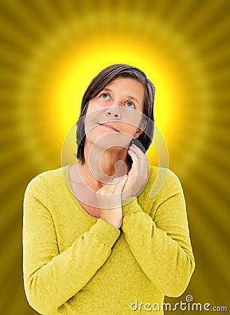 Woman with a halo Stock Photo