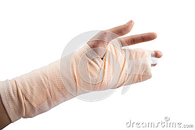 Woman hand bone broken from accident emergency isolate Stock Photo