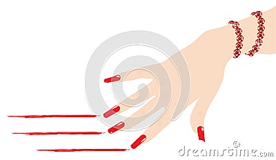 Woman hand with bracelet scratching lines Vector Illustration