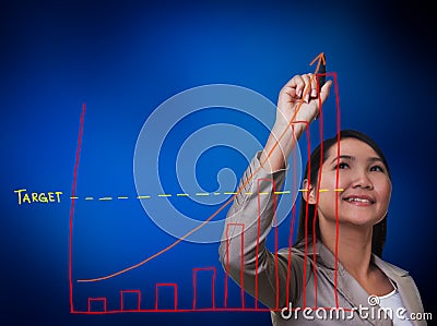 Woman hand drawing a growth graph Stock Photo