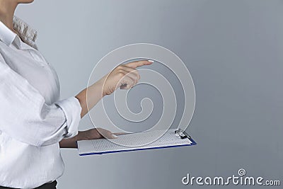 Woman hand files Stock Photo