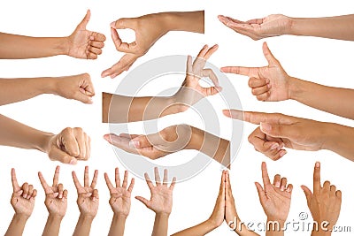 Woman hand gestures Stock Photo