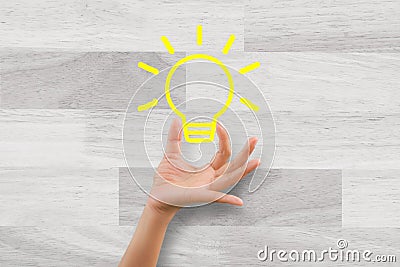 Woman hand handle idea icon Stock Photo