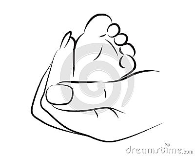 Woman hand holding a baby foot Vector Illustration