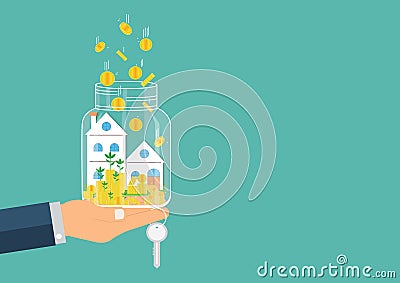 Woman hand holding cog inside in light bulb with graduates hat on natural green background, Education and Creative idea and innova Vector Illustration