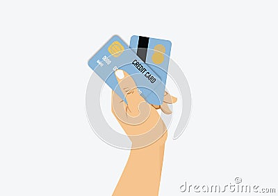 Woman hand holding credit card Vector Illustration