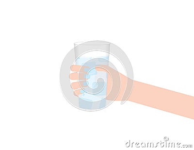 Woman hand holding glass of water Vector Illustration