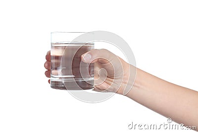 Woman hand holding a glass with water Stock Photo