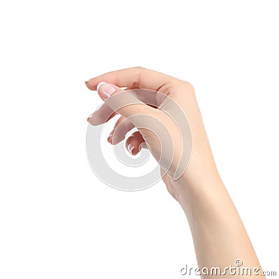 Woman hand holding some like a blank card Stock Photo