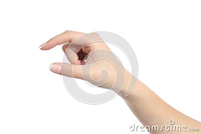 Woman hand holding some like a blank object Stock Photo