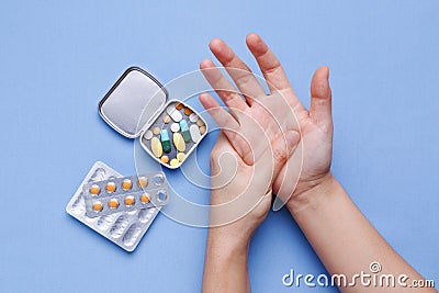 Woman hand with joint pain Stock Photo