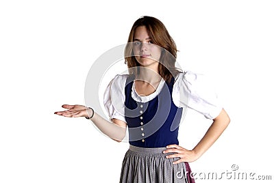 Woman with hand outstretched Stock Photo