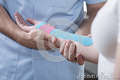 Woman with hand pain Stock Photo