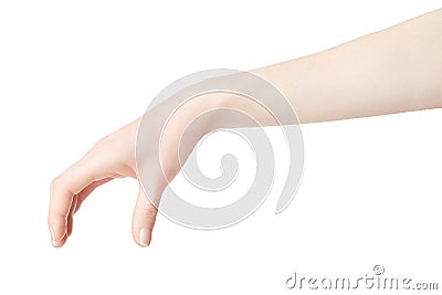 Woman hand picking up something Stock Photo