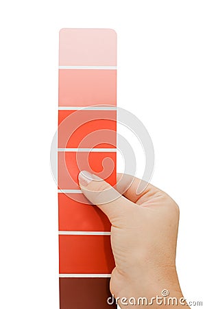 Woman hand pointing to a sample color chart Stock Photo