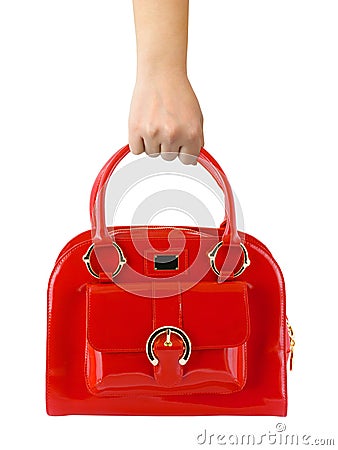 Woman hand with red bag Stock Photo