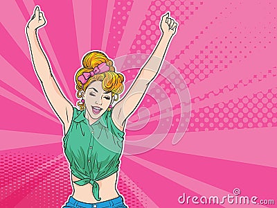 Woman hand up be happy Vector Illustration