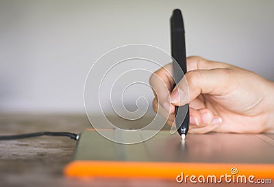 Woman hand using mouse pen Stock Photo