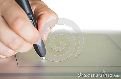 Woman hand using mouse pen Stock Photo