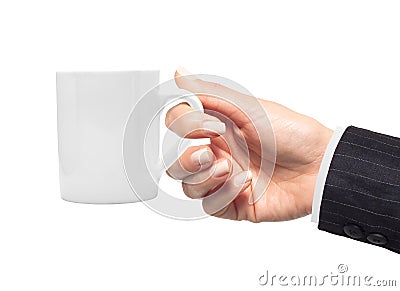 Woman hand with white cup of coffee Stock Photo