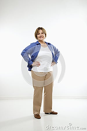 Woman with hands on hips. Stock Photo
