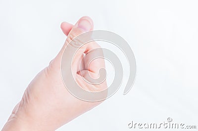 Woman hands making small heart on a white isolated background Stock Photo