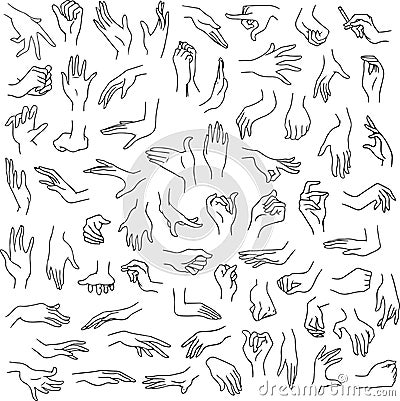 Woman Hands Pack Lineart Vector Illustration