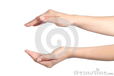 Woman hands with a protection gesture Stock Photo