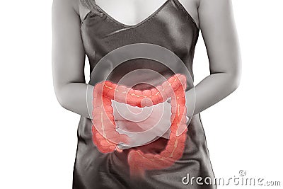 The woman has food poisoning and enteritis Stock Photo