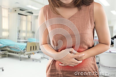 The woman has stomachache Stock Photo