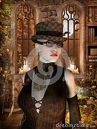 Woman with hat and glasses Stock Photo