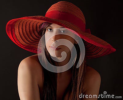 Woman in Hat Stock Photo