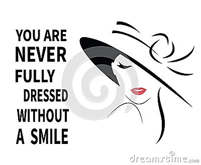 Woman in hat with quote. Vector Illustration