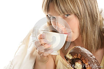 Woman having breakfast Stock Photo