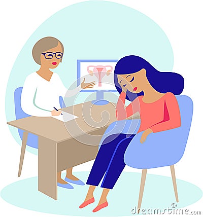 Woman having consultation with gynecologist Vector Illustration