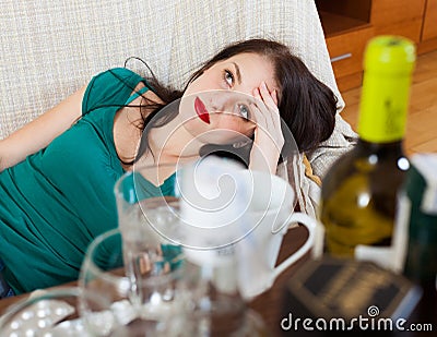 Woman having hangover Stock Photo