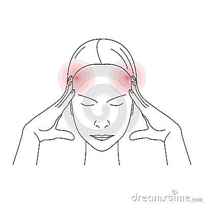 Woman having headache or pain. Stock Photo