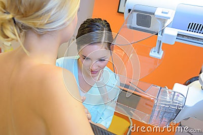 Woman having mammography screening Stock Photo