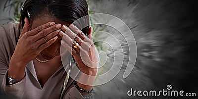 Woman having a migraine headache. Stock Photo