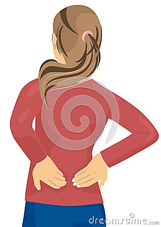 Woman having pain in her back Vector Illustration