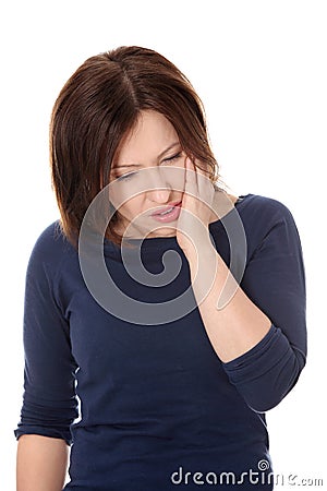Woman having terrible tooth ache Stock Photo