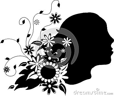 Woman head with floral ornaments Stock Photo