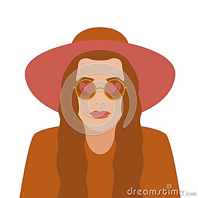 woman head with glasses style Flat Vector Illustration