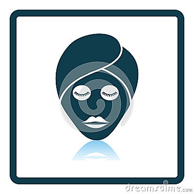 Woman Head With Moisturizing Mask Icon Vector Illustration